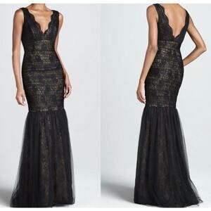 Monique Lhuillier “Lusting Over You” Black Evening Gown Formal Dress Size 2